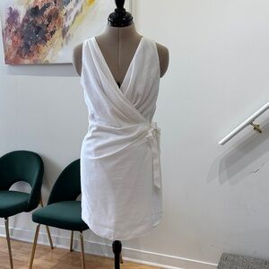 Mango White Mini Wrap Dress